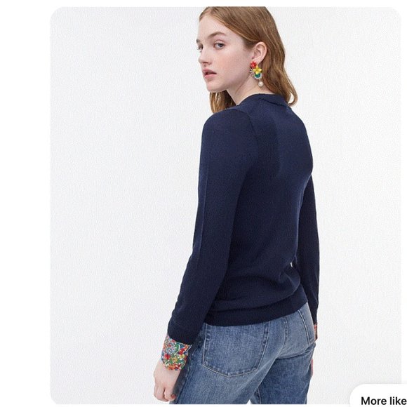 NWT J. Crew Tippi crewneck sweater with Liberty® print cuffs - Picture 2 of 3